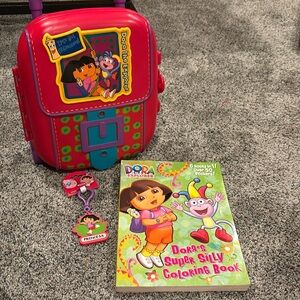 Dora the Explorer Rolling Hard Plastic Case + Keyring + Activity Book Y2K 2000